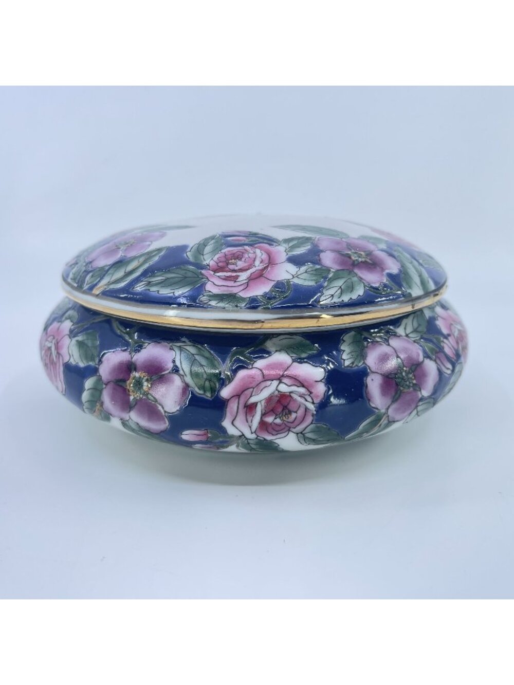 vintage floral ceramic lidded powder jar chinoiserie style andrea by sadek